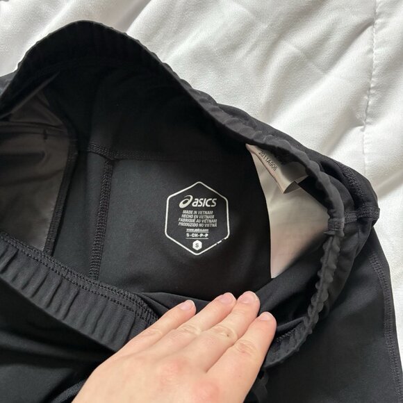 ASICS Running Tights Pants Mens Small Black Reflective Trim Zip Ankle Pocket - Picture 4 of 9